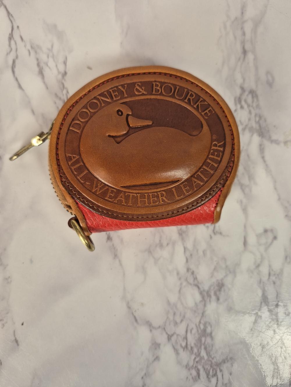 Dooney & Bourke Brown and Red Leather Coin Pouch